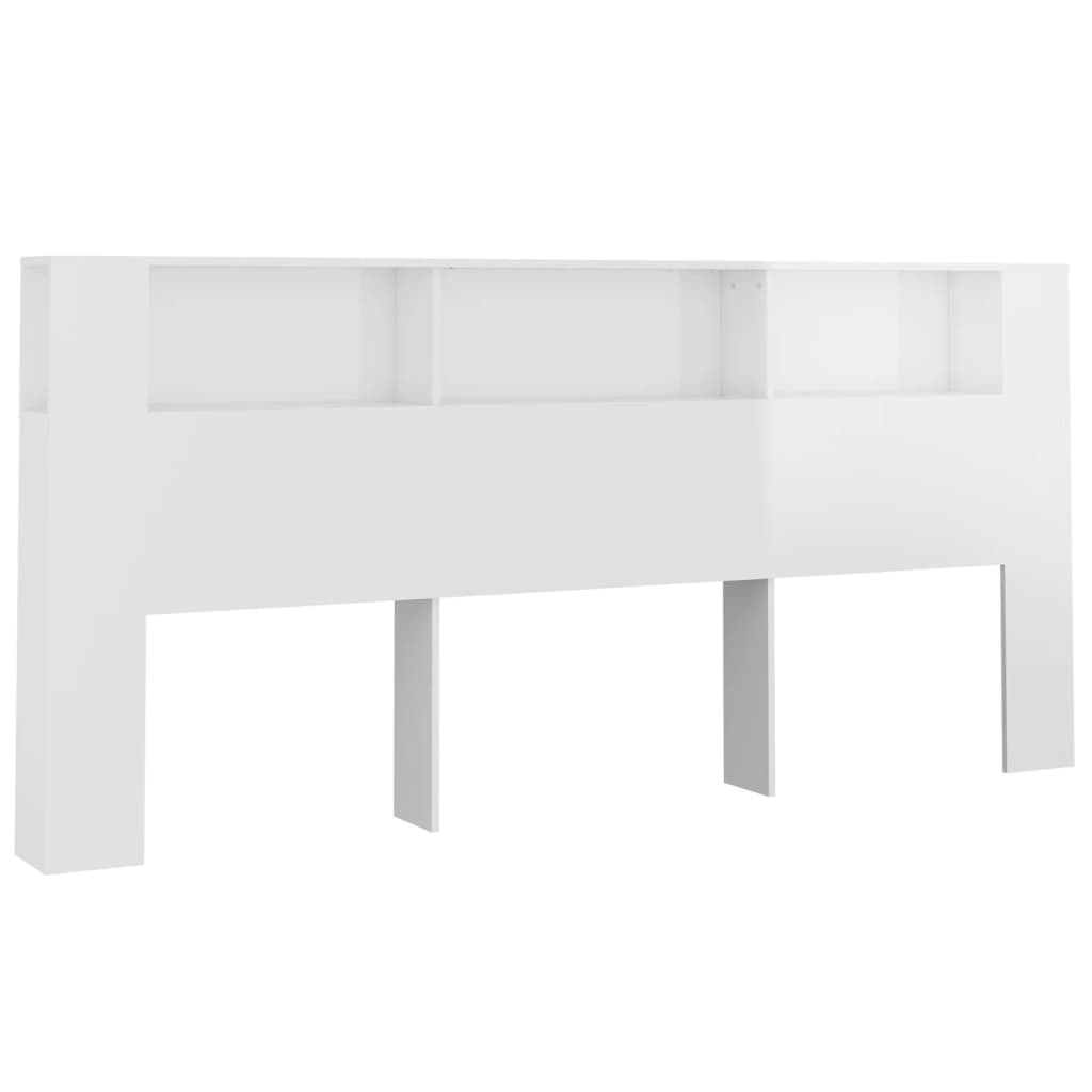 Headboard Cabinet High Gloss White 220X18.5X104.5 Cm