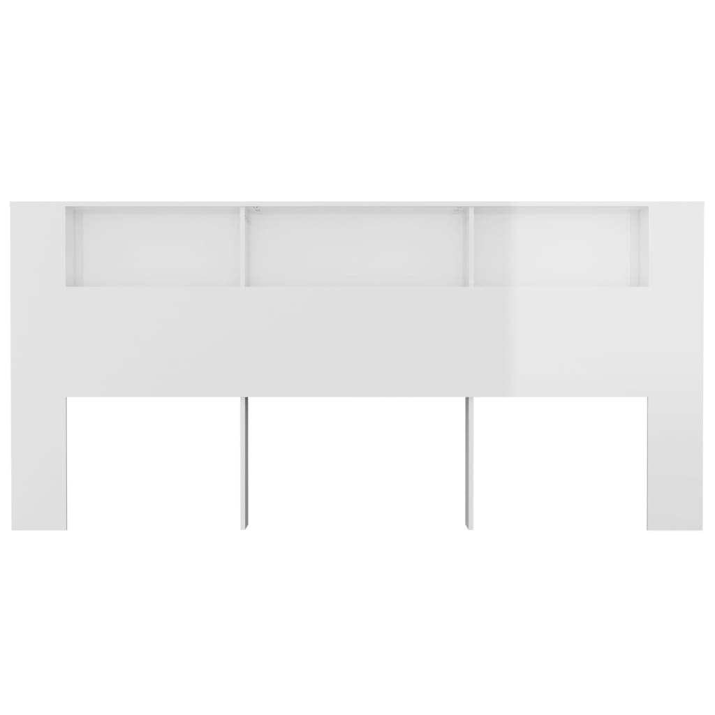 Headboard Cabinet High Gloss White 220X18.5X104.5 Cm