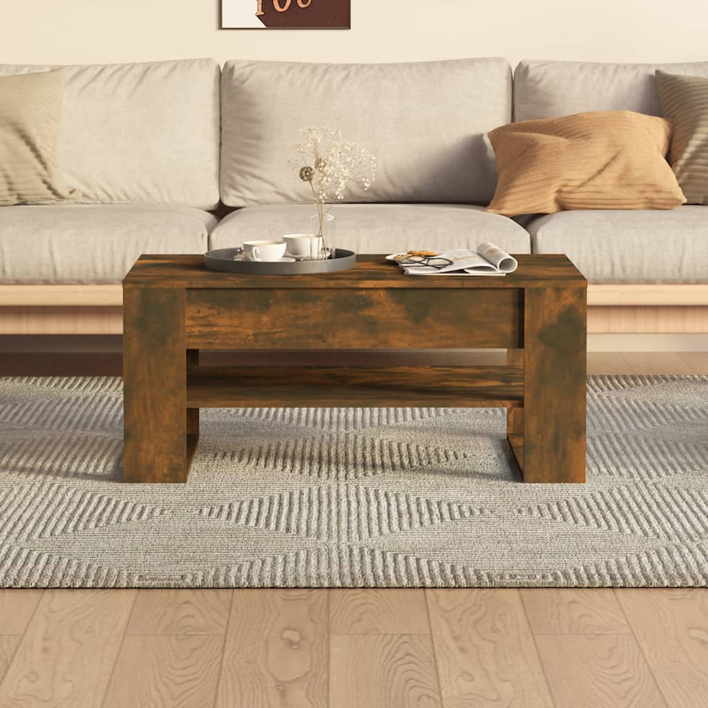 Coffee Table Smoked Oak 102x55x45 cm Engineered Wood