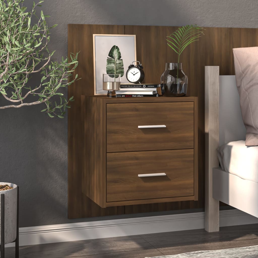 Wall-mounted Bedside Cabinets 2 pcs Brown Oak