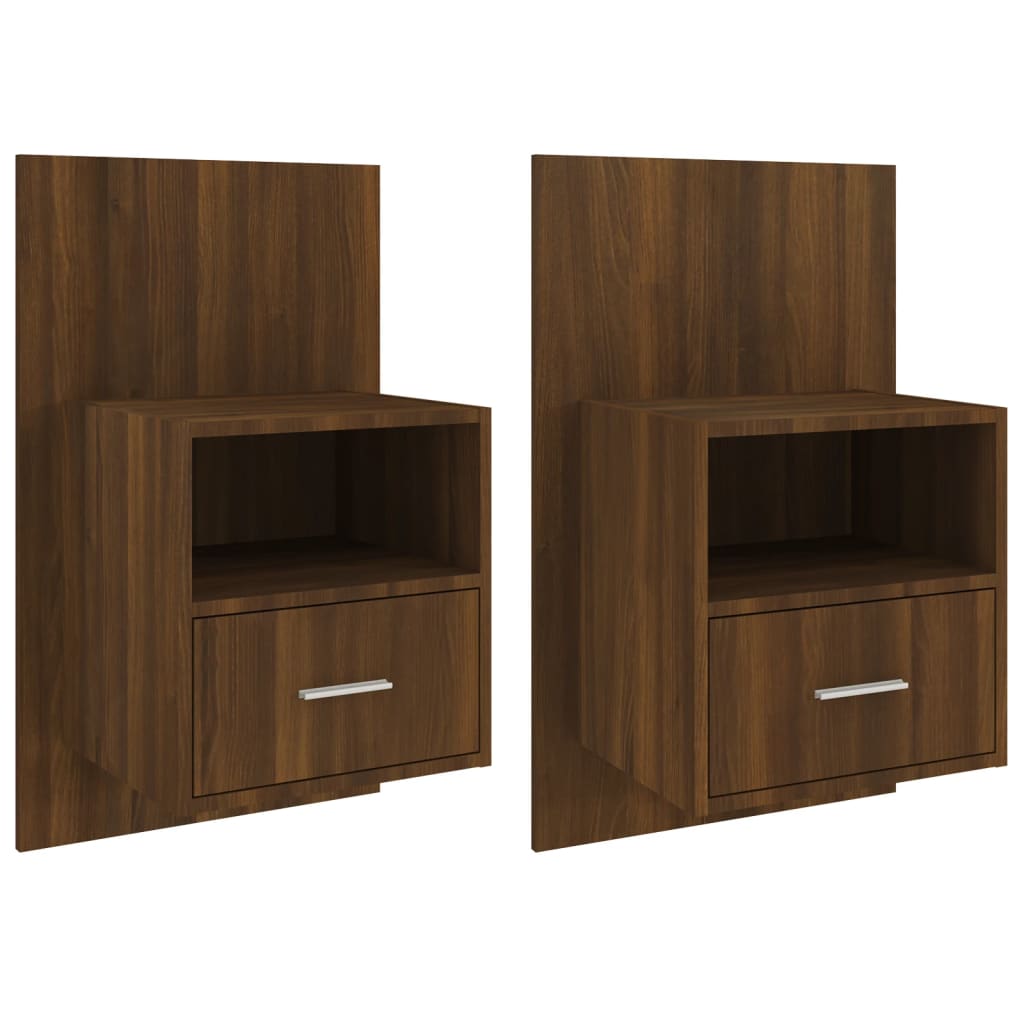 Wall-mounted Bedside Cabinets 2 pcs Brown Oak