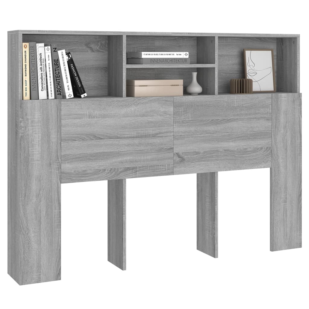 Headboard Cabinet Grey Sonoma 140x19x103.5 cm