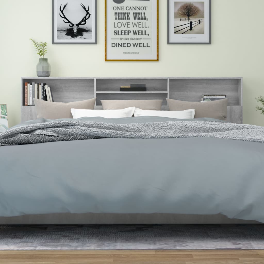 Headboard Cabinet Grey Sonoma 220x19x103.5 cm