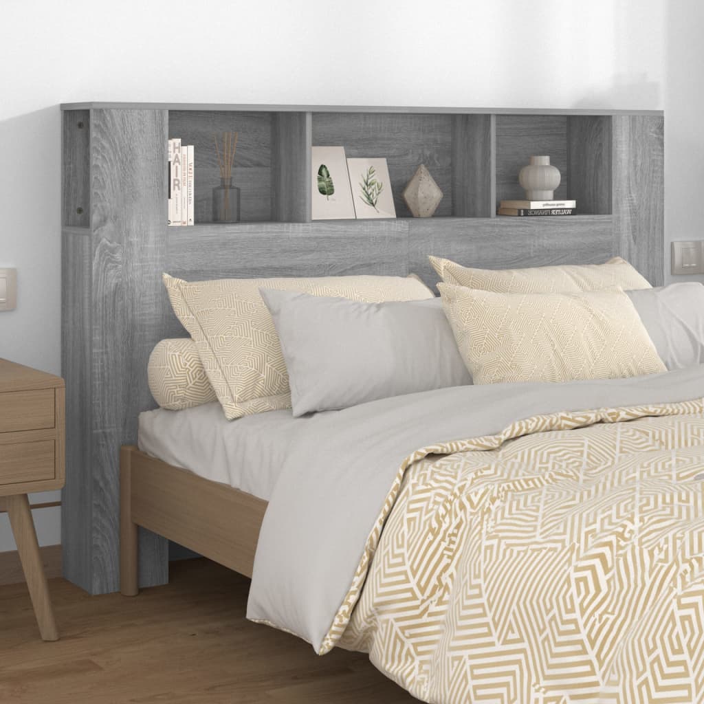 Headboard Cabinet Grey Sonoma 160x18.5x104.5 cm