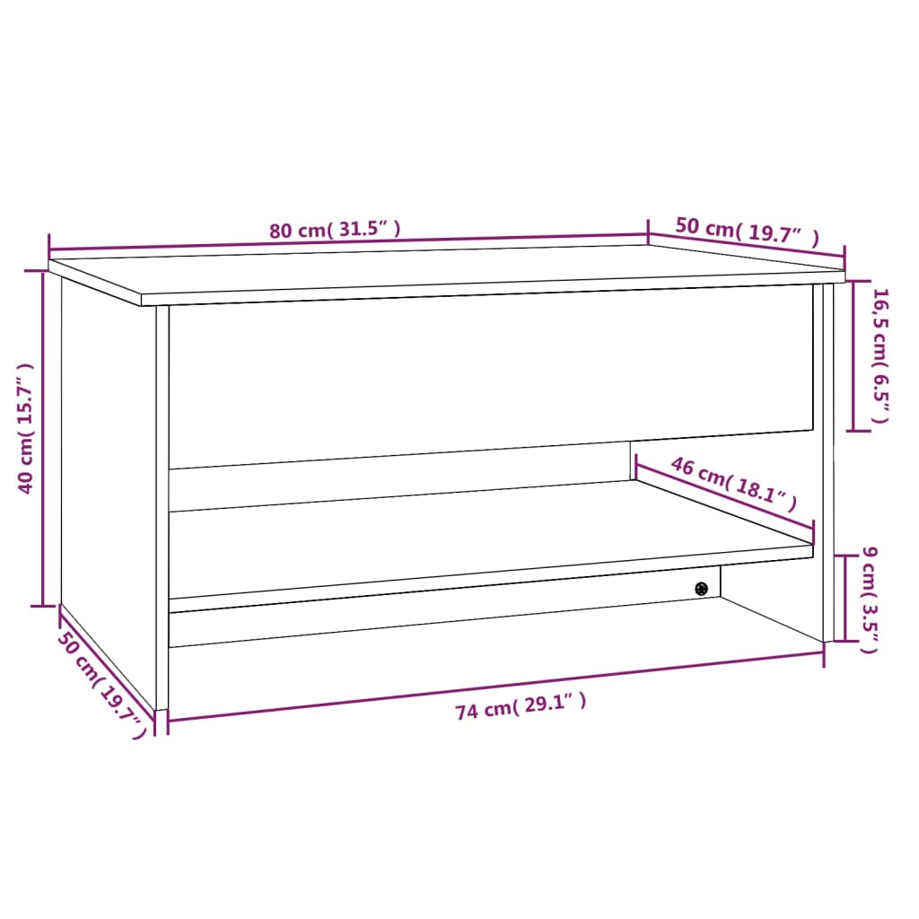 Coffee Table Sonoma Oak 80x50x40 cm Engineered Wood