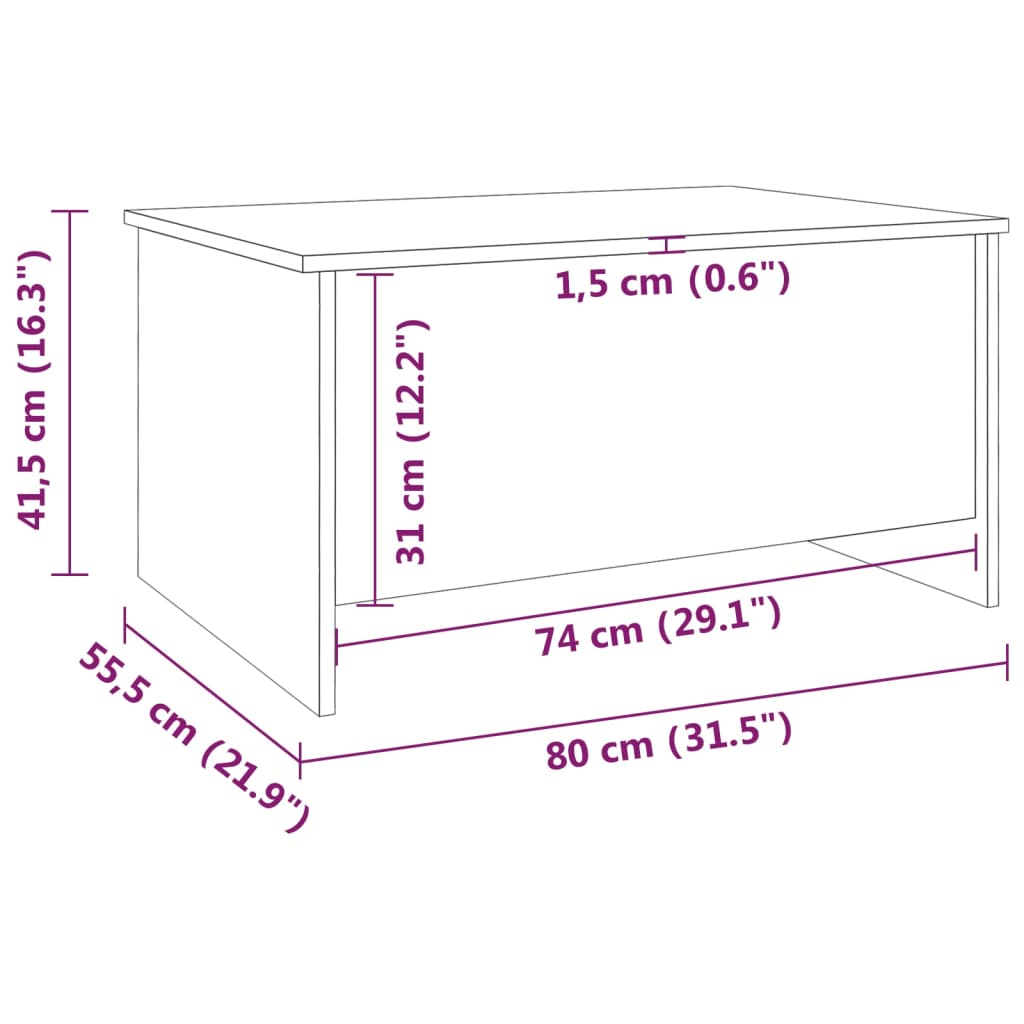 Coffee Table Sonoma Oak 80x55.5x41.5 cm Engineered Wood