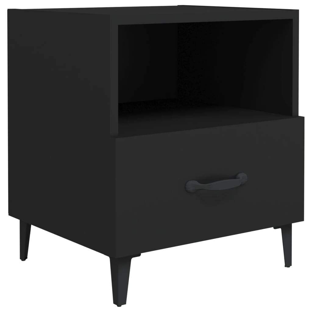 Bedside Cabinets 2 pcs Black Engineered Wood