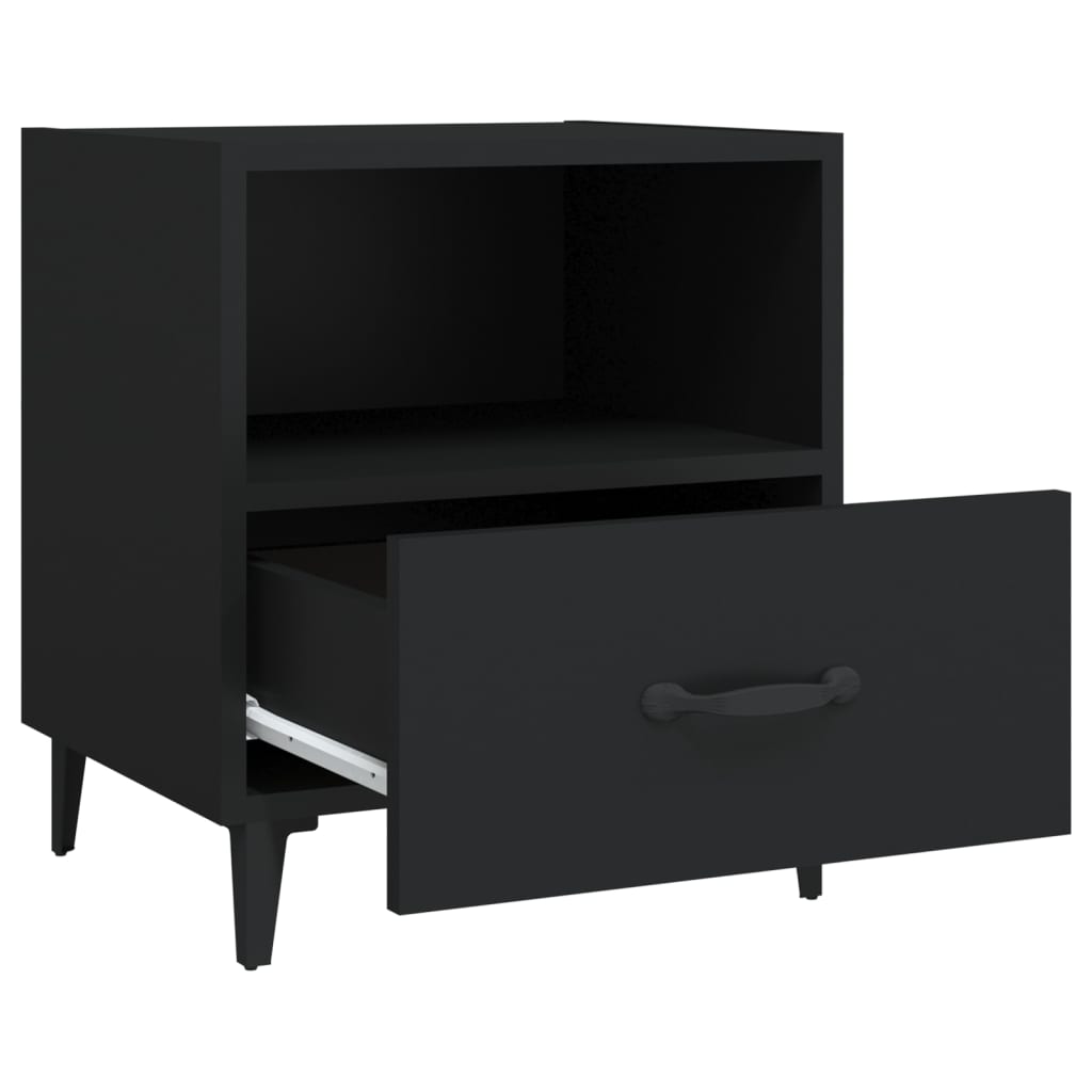 Bedside Cabinets 2 pcs Black Engineered Wood