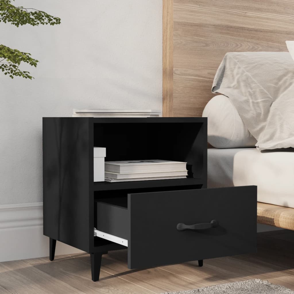 Bedside Cabinets 2 pcs Black Engineered Wood