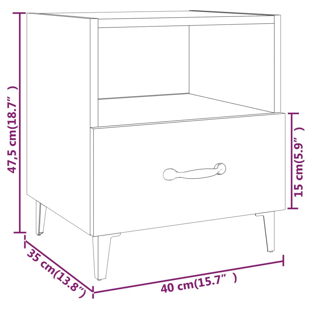 Bedside Cabinets 2 pcs Black Engineered Wood