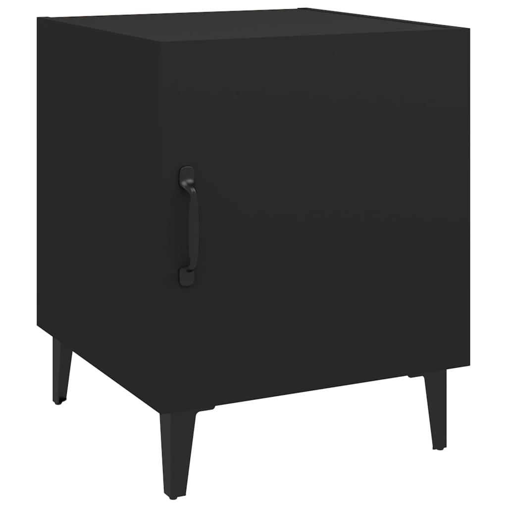 Bedside Cabinet Black Engineered Wood