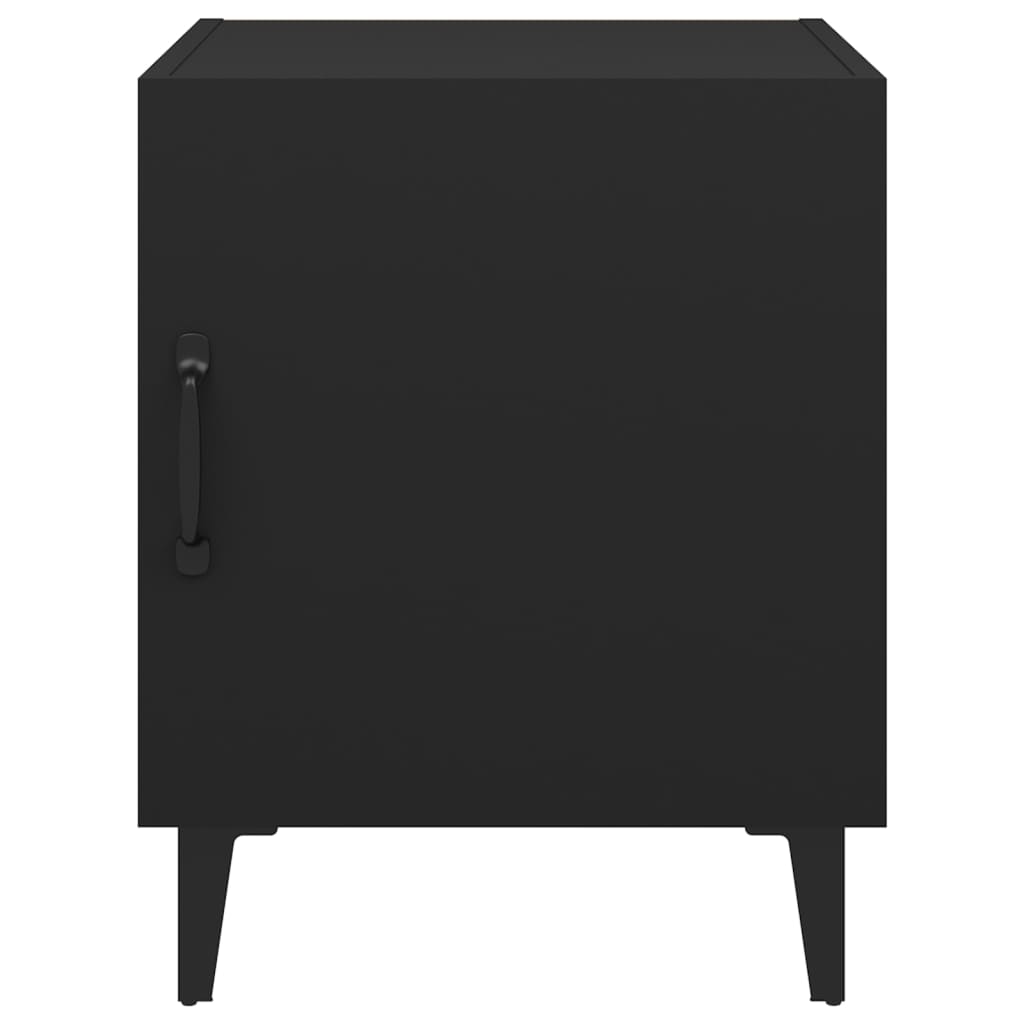 Bedside Cabinet Black Engineered Wood