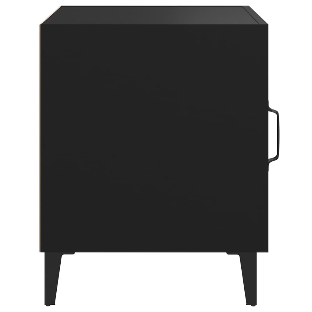 Bedside Cabinet Black Engineered Wood