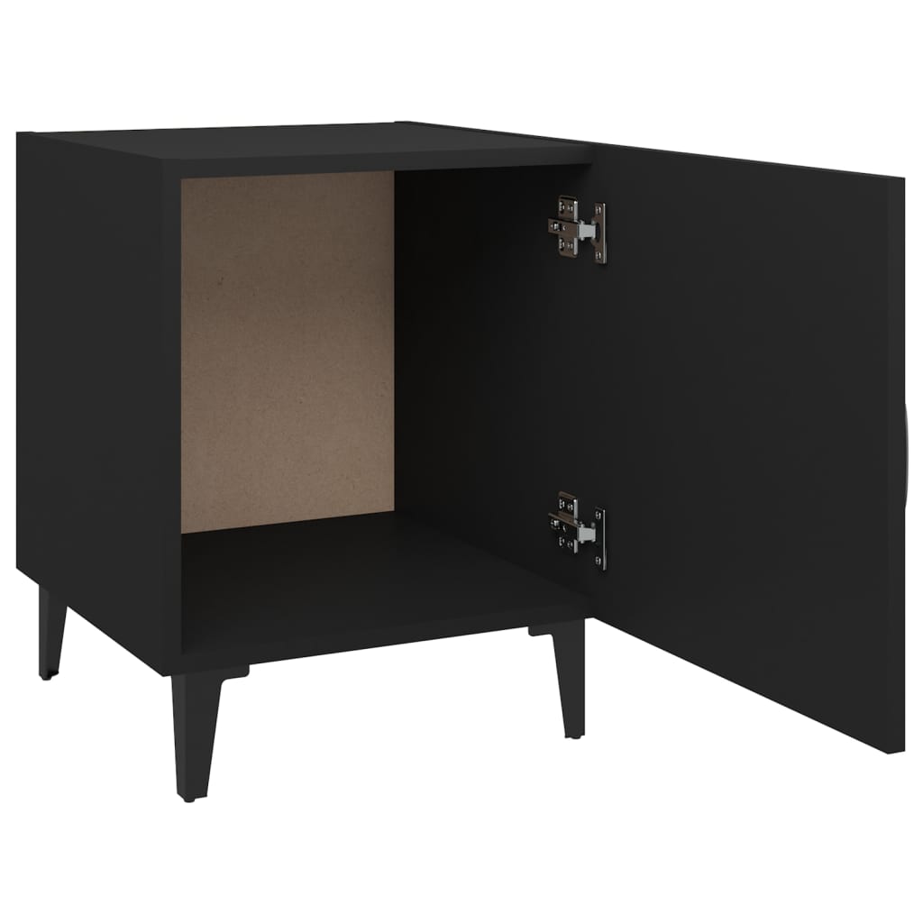 Bedside Cabinet Black Engineered Wood