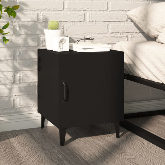 Bedside Cabinet Black Engineered Wood