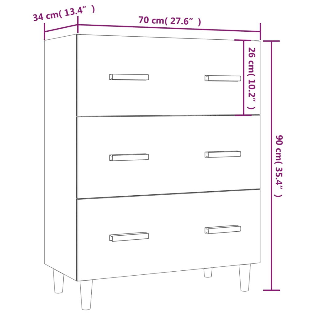 Sideboard 70X34X90 Cm Engineered Wood