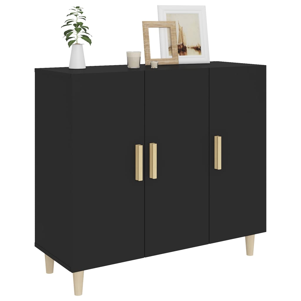 Sideboard Black 90X34X80 Cm Engineered Wood