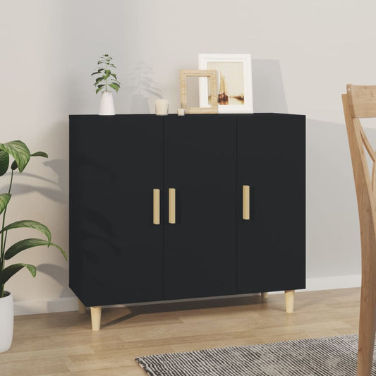 Sideboard Black 90X34X80 Cm Engineered Wood