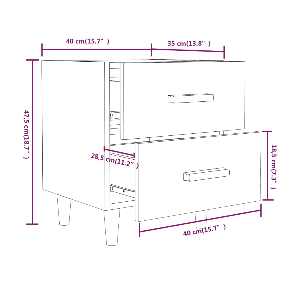 Bed Cabinets 2 pcs Grey Sonoma 40x35x47.5 cm