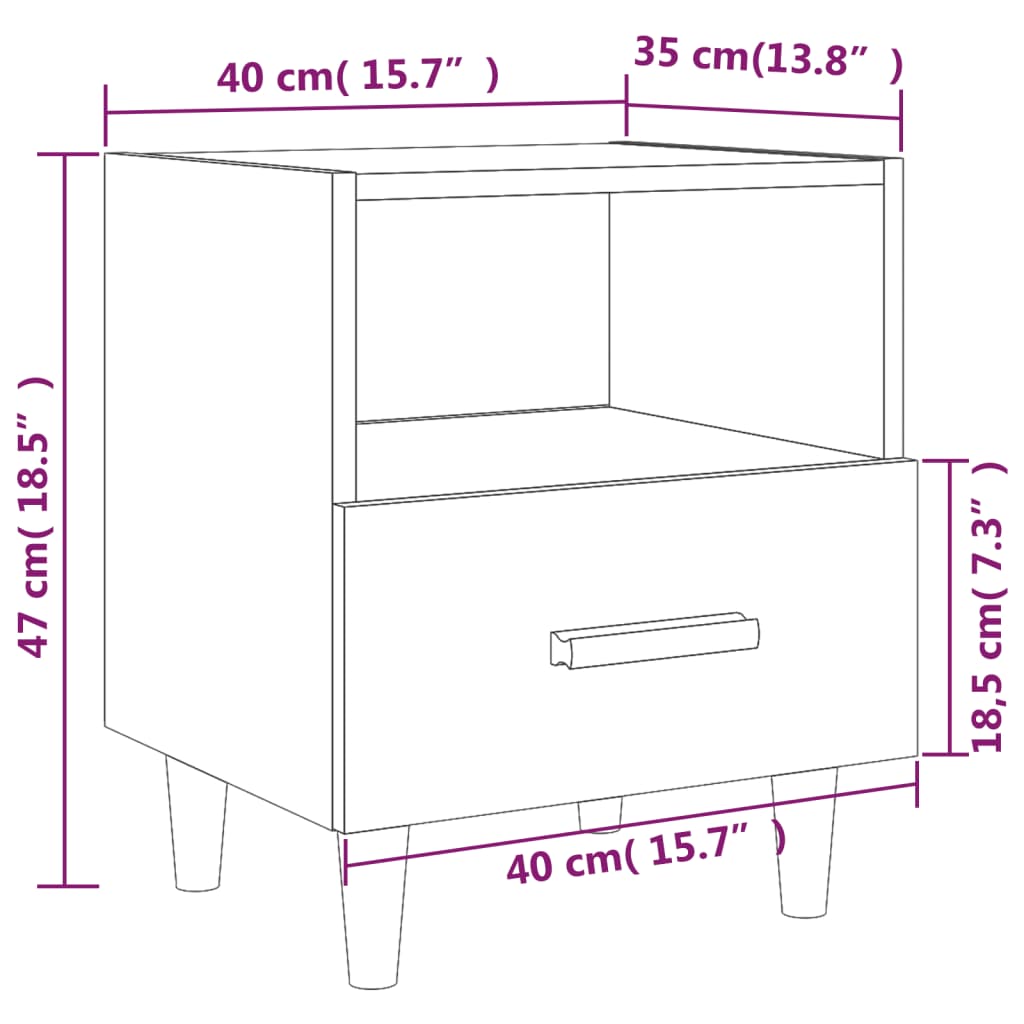 Bedside Cabinet Grey Sonoma 40x35x47 cm