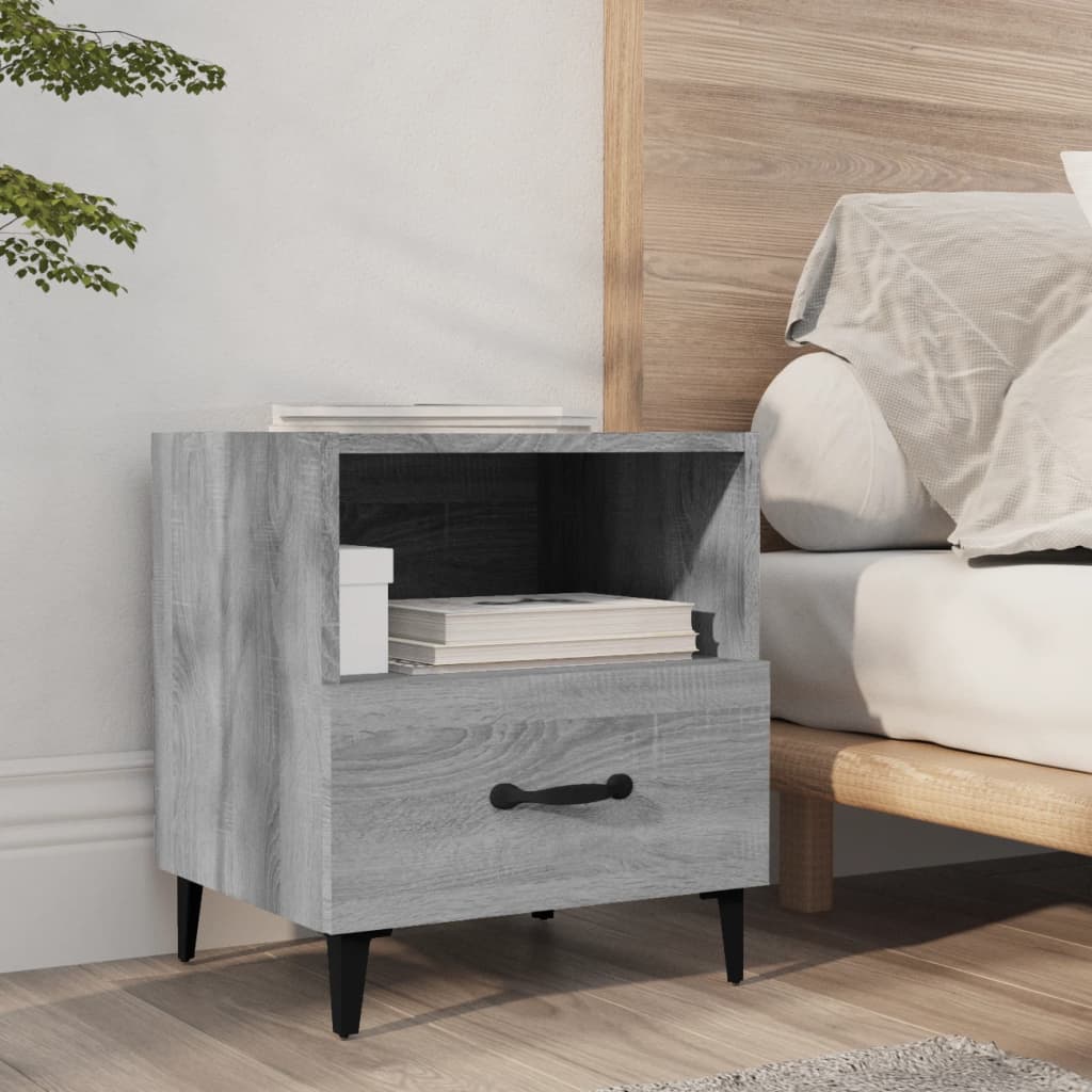 Bedside Cabinet Smoked Oak Engineered Wood