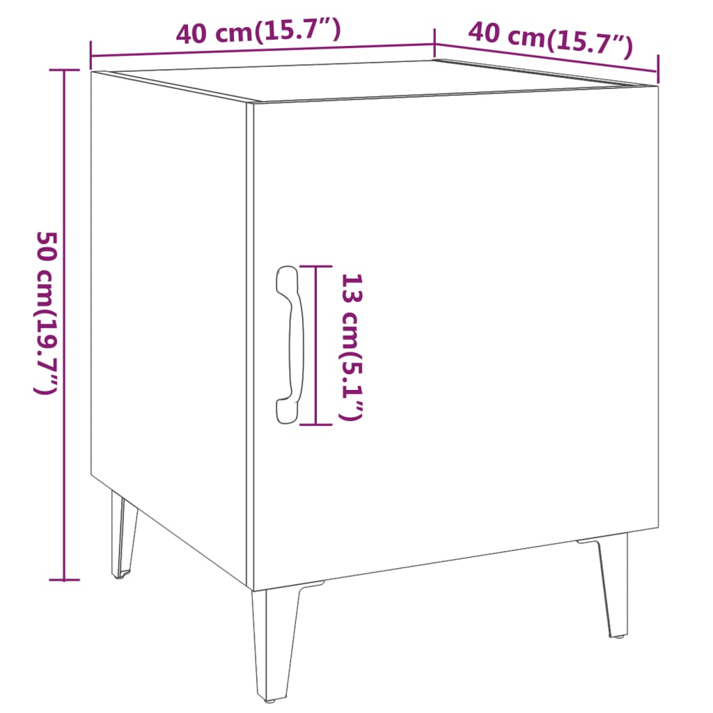 Bedside Cabinet Smoked Oak Engineered Wood