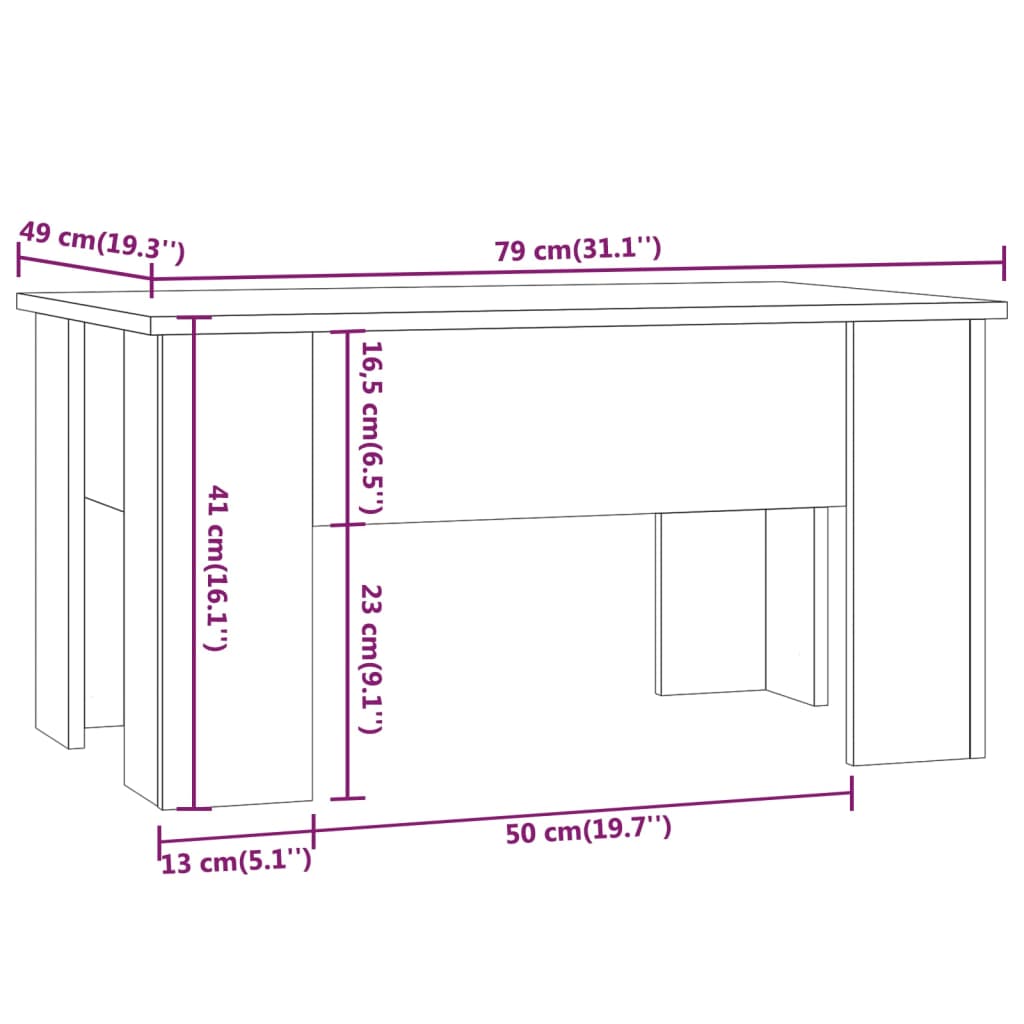 Coffee Table Grey Sonoma 79x49x41 cm Engineered Wood