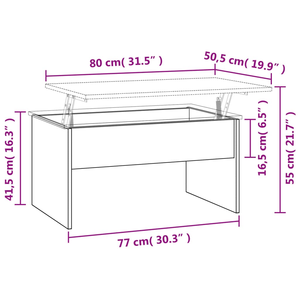 Coffee Table Grey Sonoma 80x50.5x41.5 cm Engineered Wood