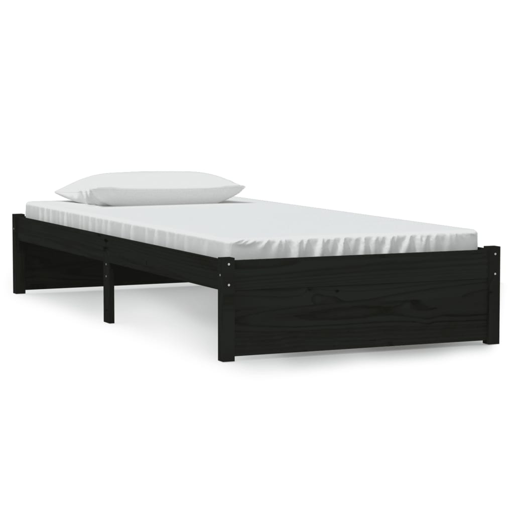 Bed Frame Black Solid Wood 92x187 cm Single Size