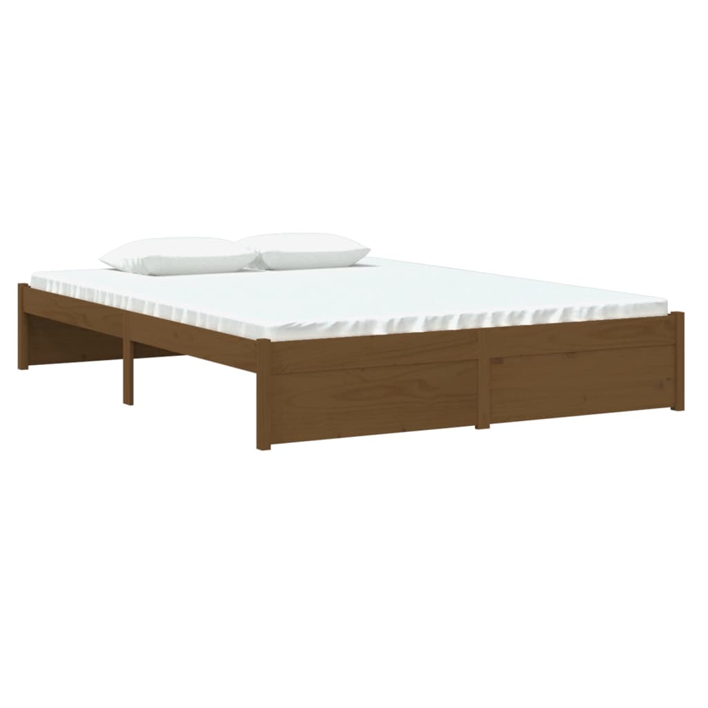 Bed Frame without Mattress Honey Brown Solid Wood 135x190 cm