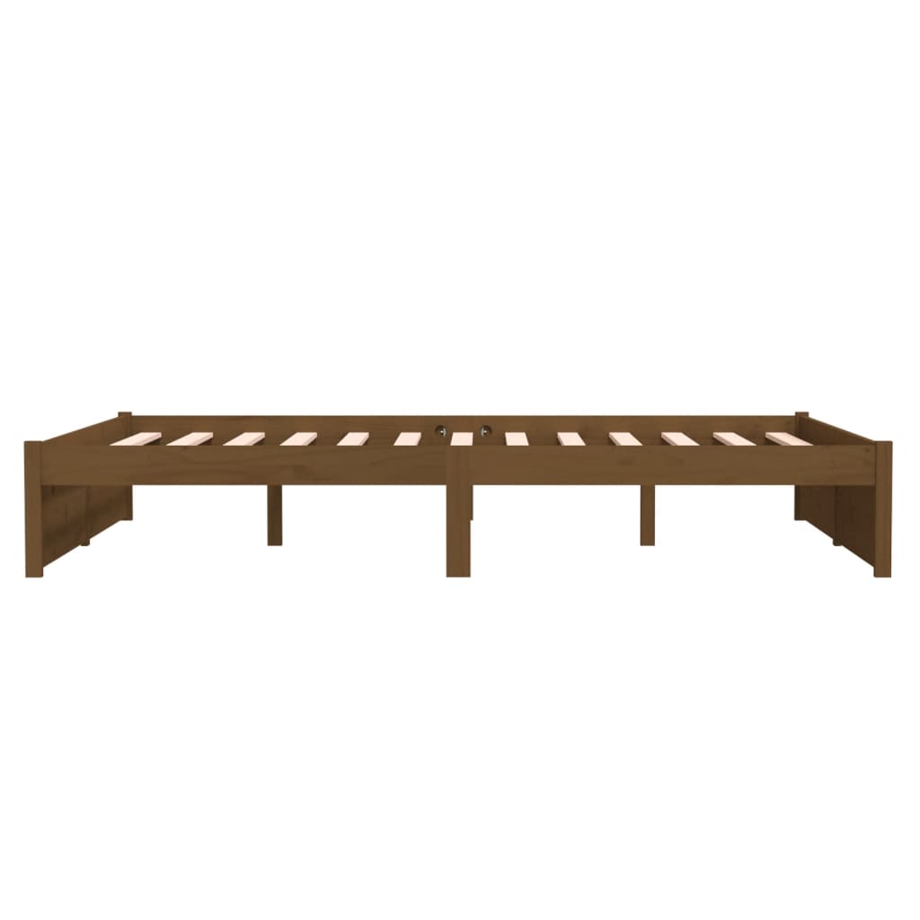 Bed Frame without Mattress Honey Brown Solid Wood 135x190 cm