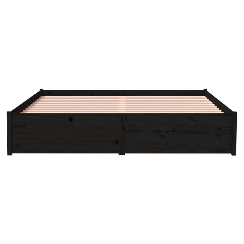 Bed Frame Black Solid Wood 153x203 cm Queen Size