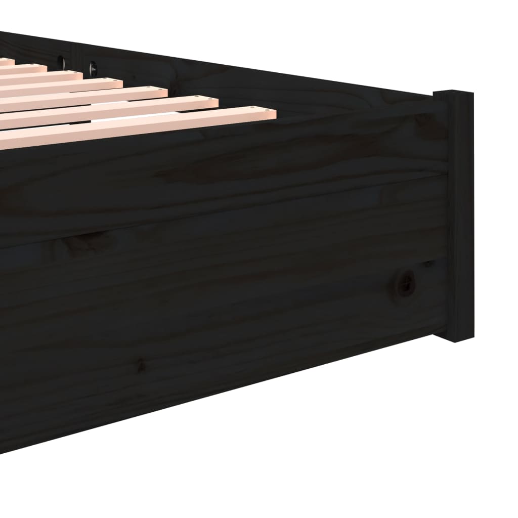 Bed Frame Black Solid Wood 153x203 cm Queen Size