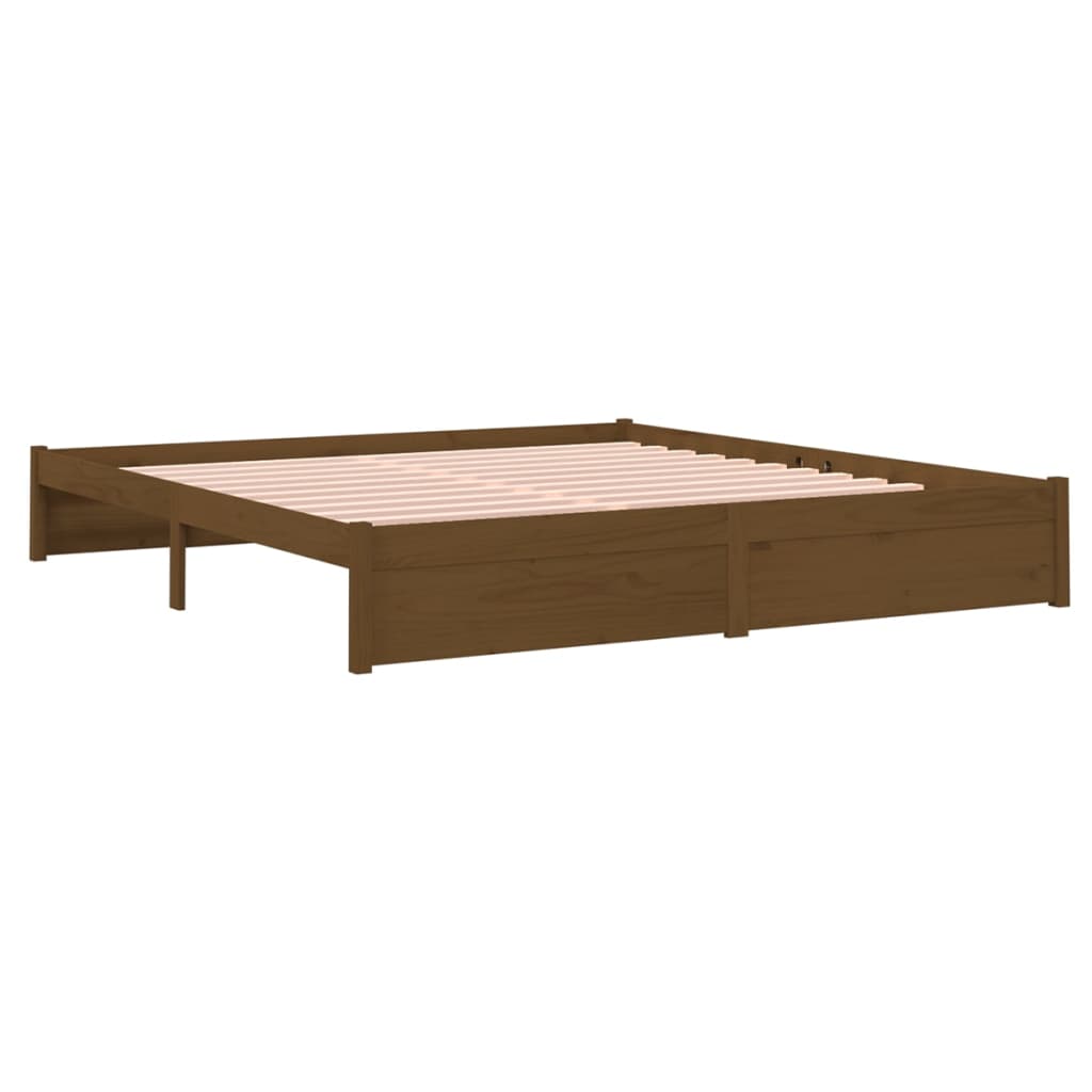 Bed Frame Honey Brown Solid Wood 183x203 cm King Size