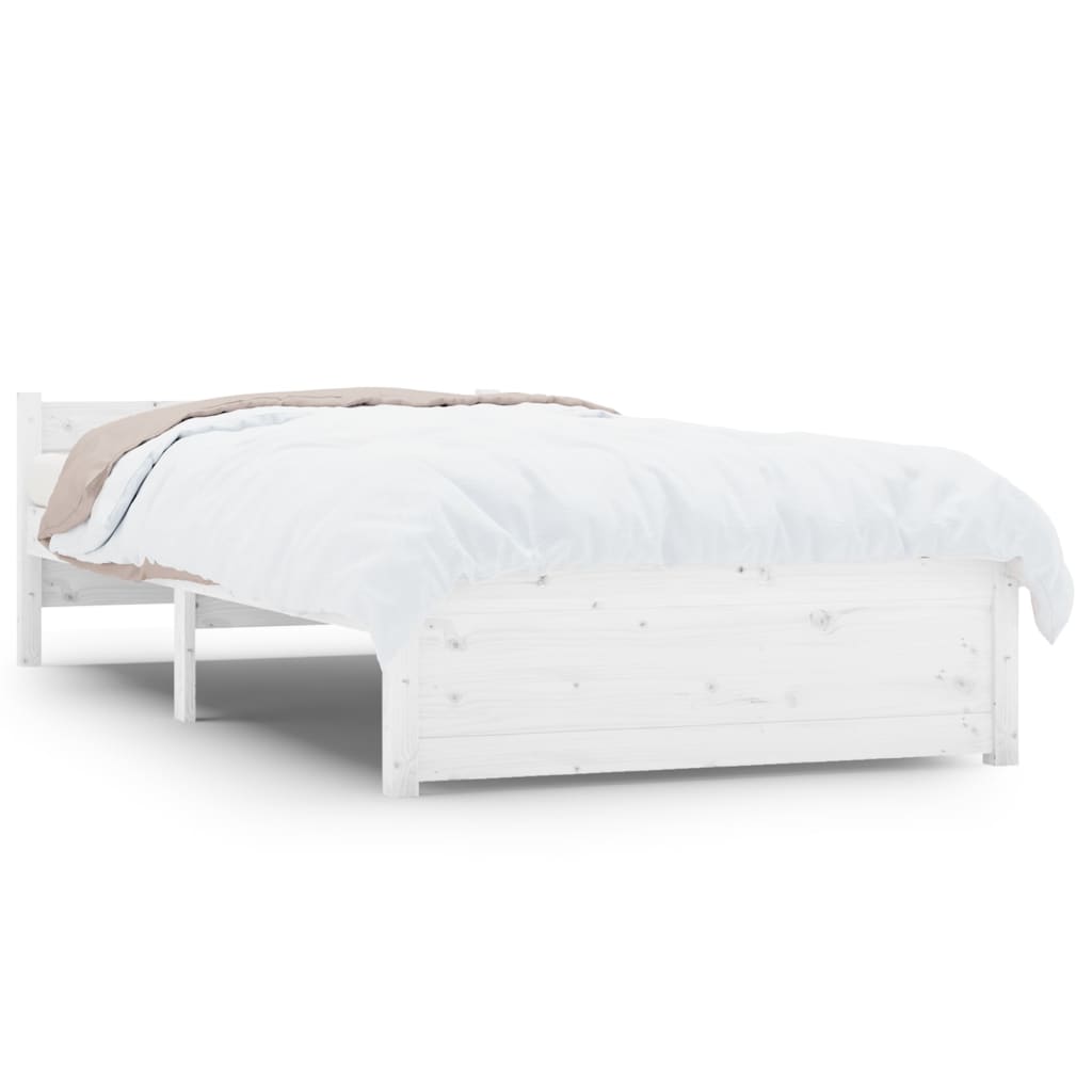 Bed Frame White Solid Wood 92x187 cm Single Size