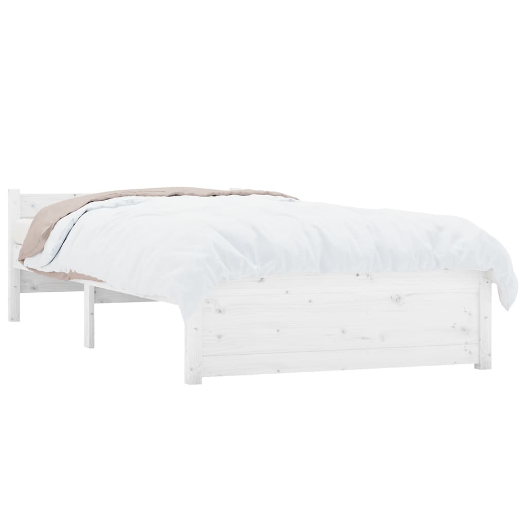 Bed Frame White Solid Wood 92x187 cm Single Size