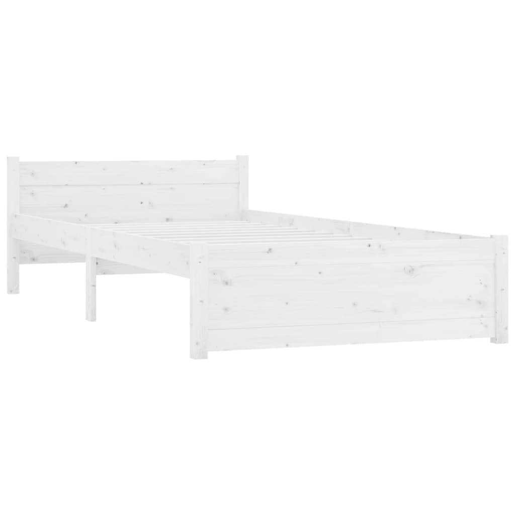 Bed Frame White Solid Wood 92x187 cm Single Size