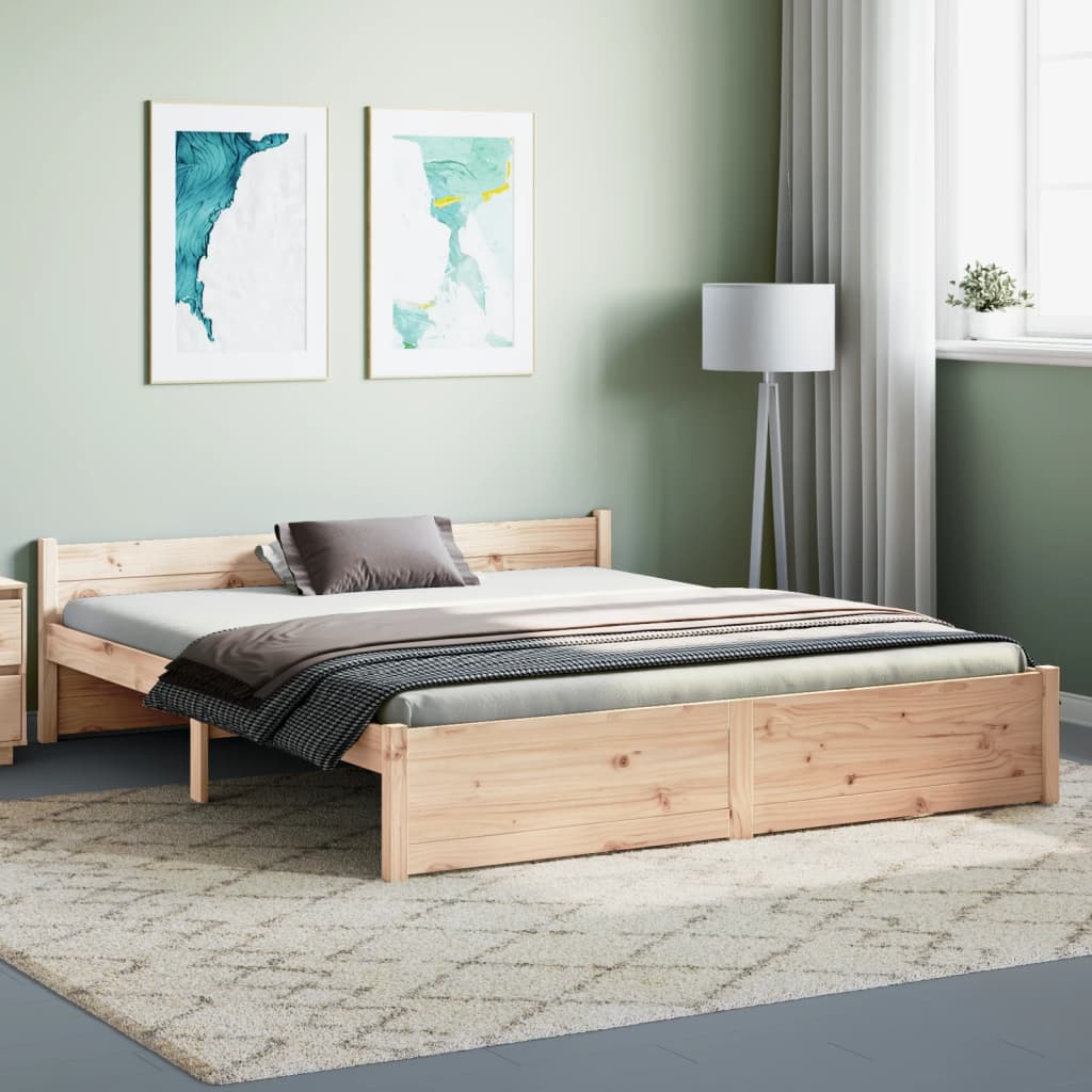 Bed Frame Solid Wood 153x203 cm Queen Size