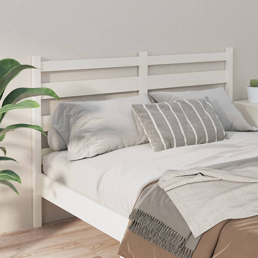 Bed Headboard White 156x4x100 cm Solid Wood Pine