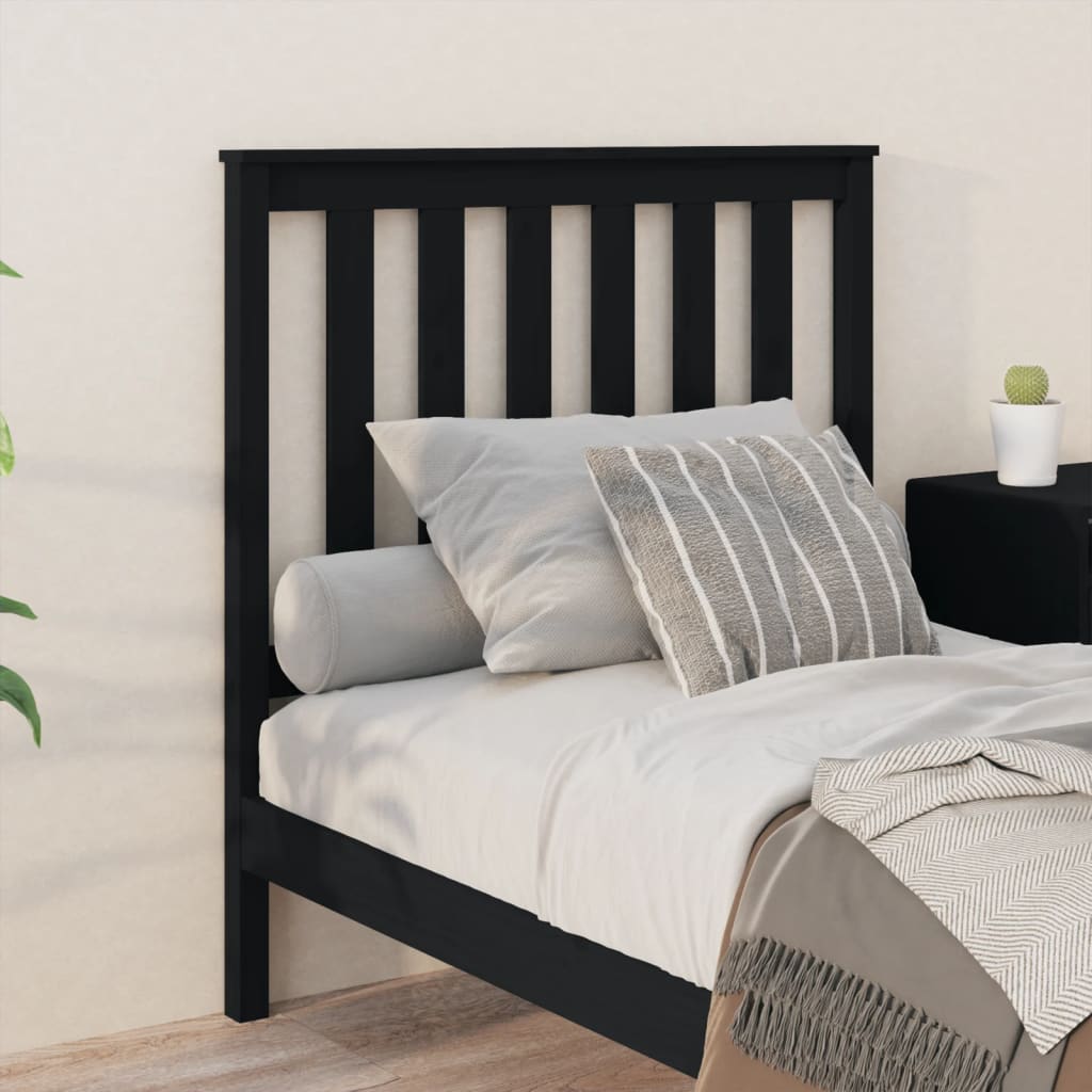 Bed Headboard Black 96x6x101 cm Solid Wood Pine