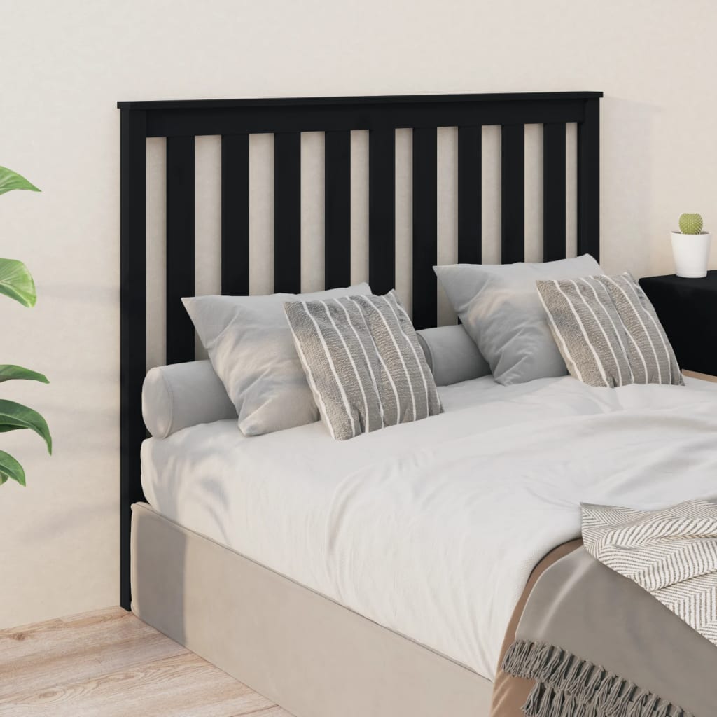 Bed Headboard Black 96X6X101 Cm Solid Wood Pine