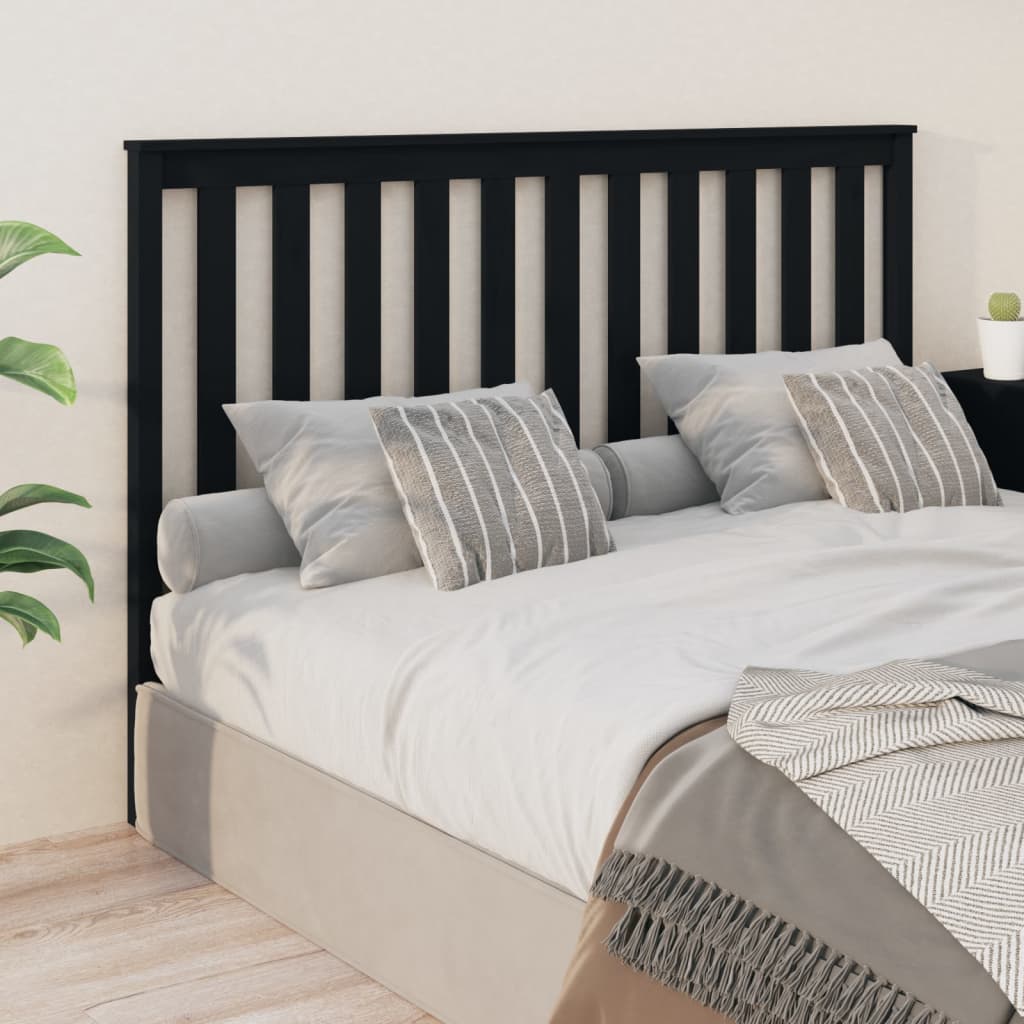 Bed Headboard Black 96X6X101 Cm Solid Wood Pine