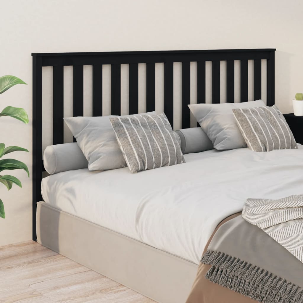 Bed Headboard Black 96X6X101 Cm Solid Wood Pine