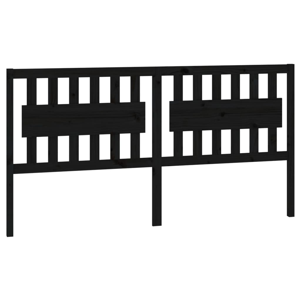 Bed Headboard Black 185.5x4x100 cm Solid Wood Pine