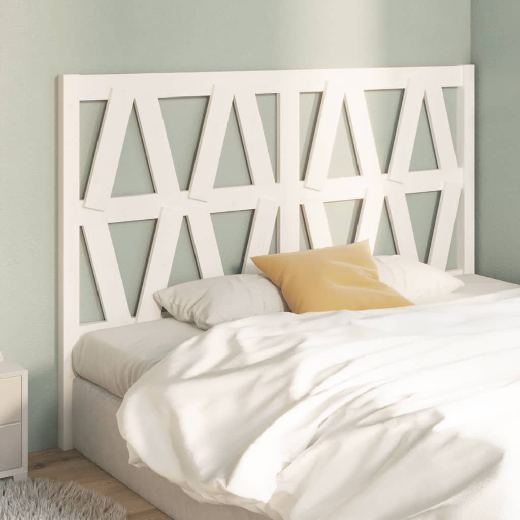 Bed Headboard White 141x4x100 cm Solid Wood Pine