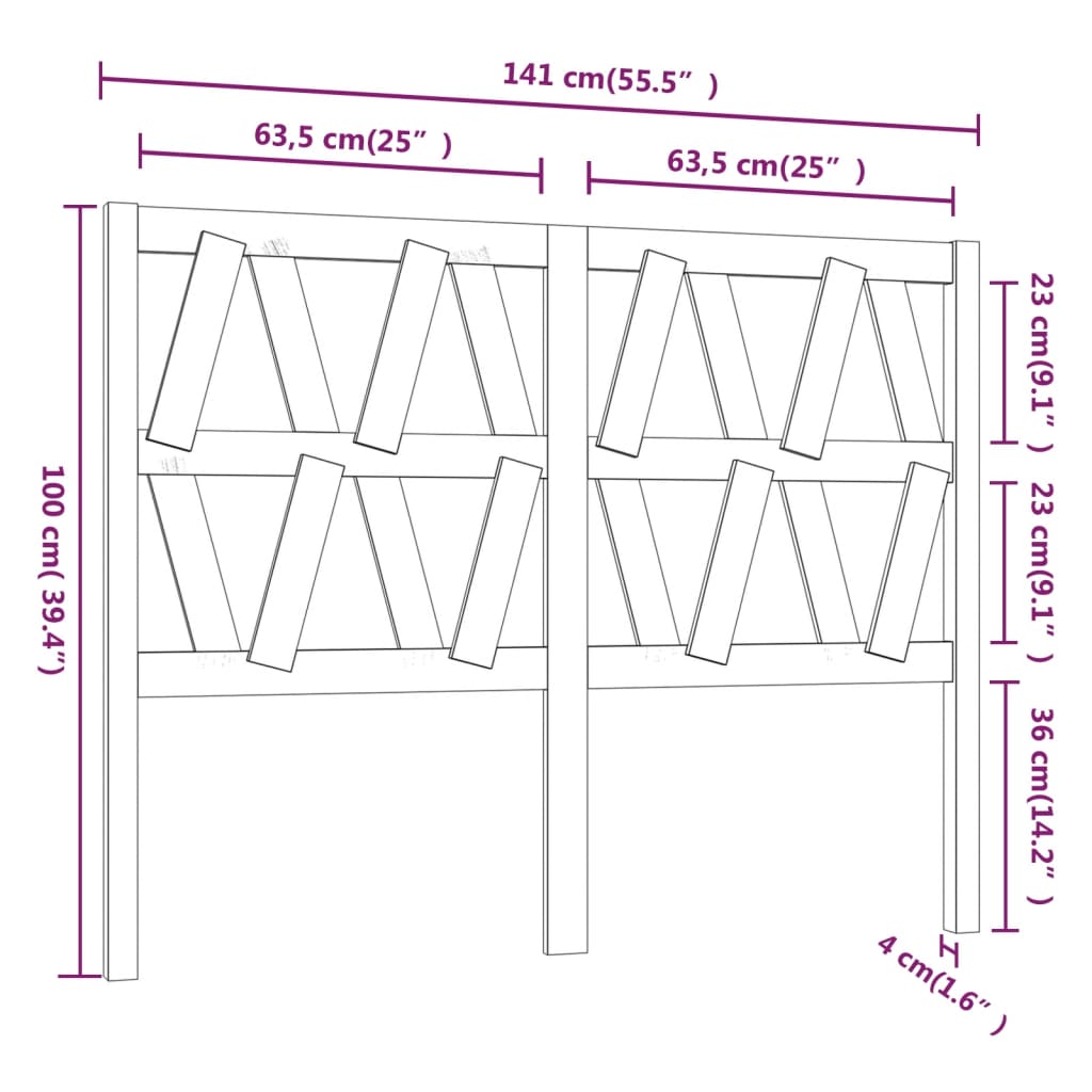 Bed Headboard White 141x4x100 cm Solid Wood Pine