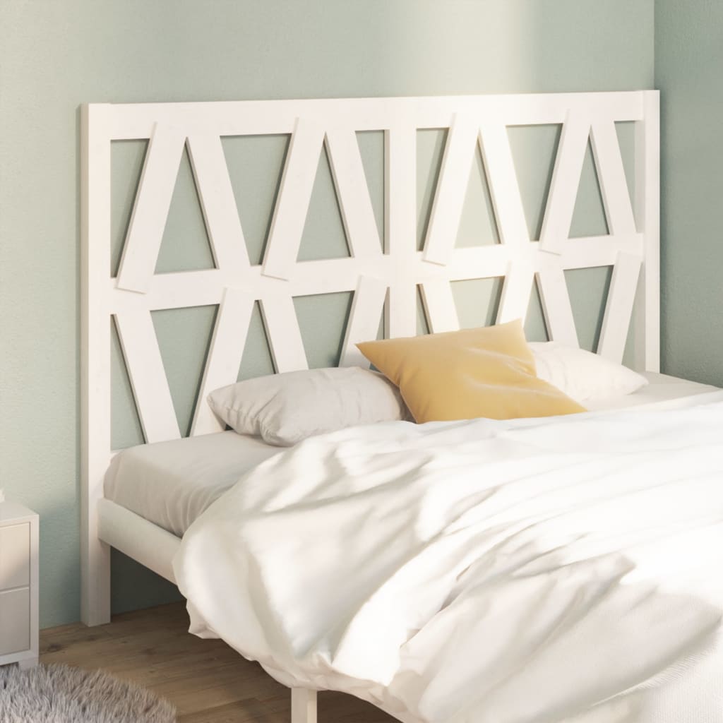 Bed Headboard White 141x4x100 cm Solid Wood Pine