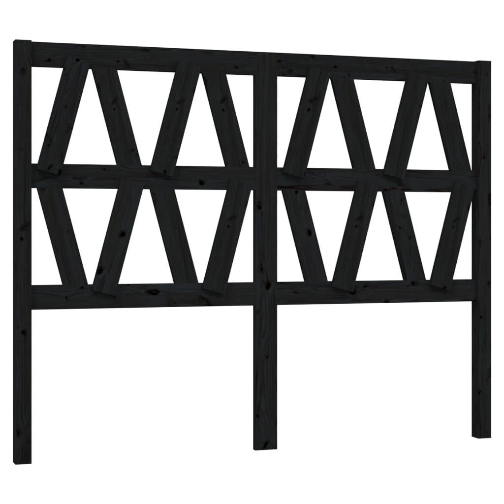 Bed Headboard Black 156x4x100 cm Solid Wood Pine