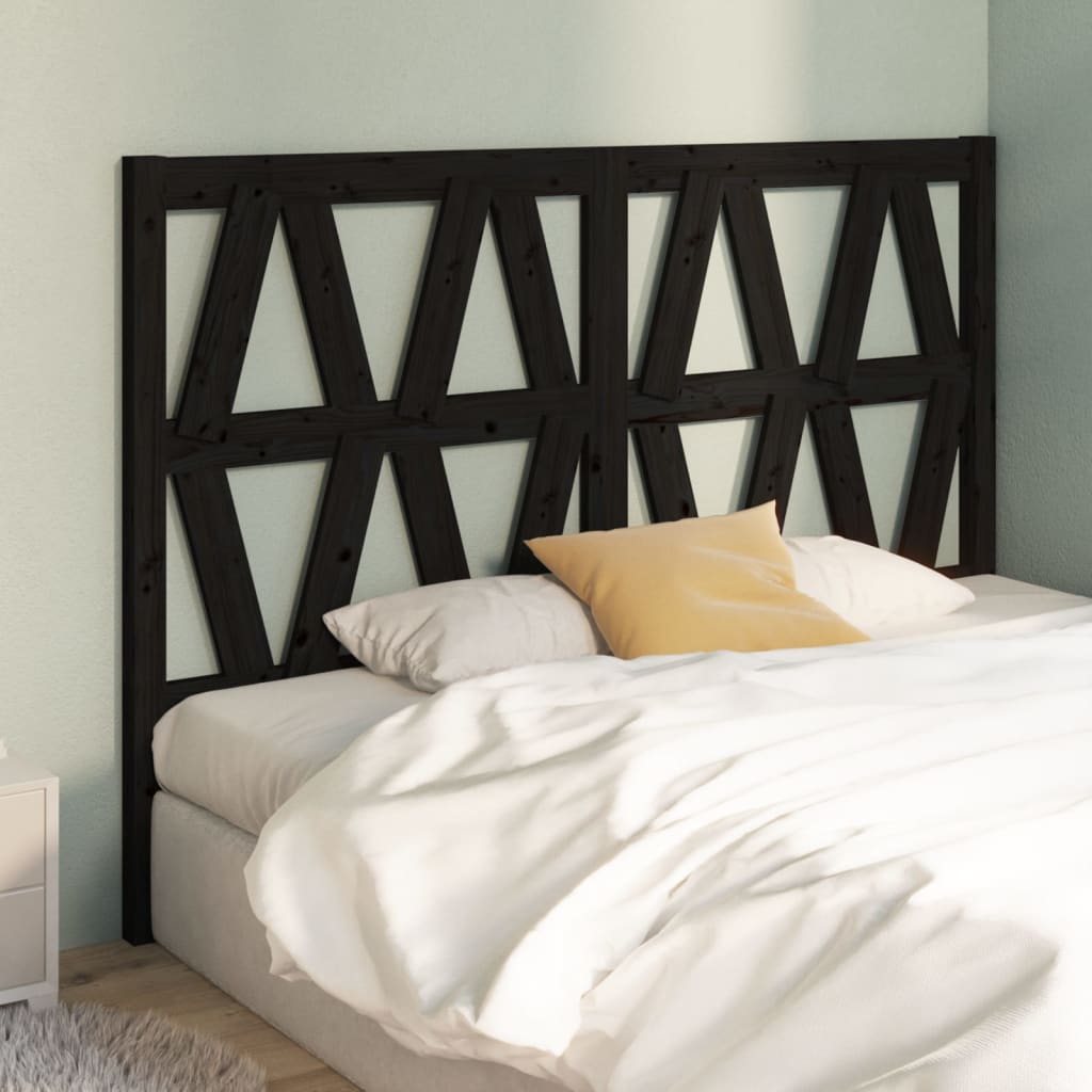 Bed Headboard Black 156x4x100 cm Solid Wood Pine