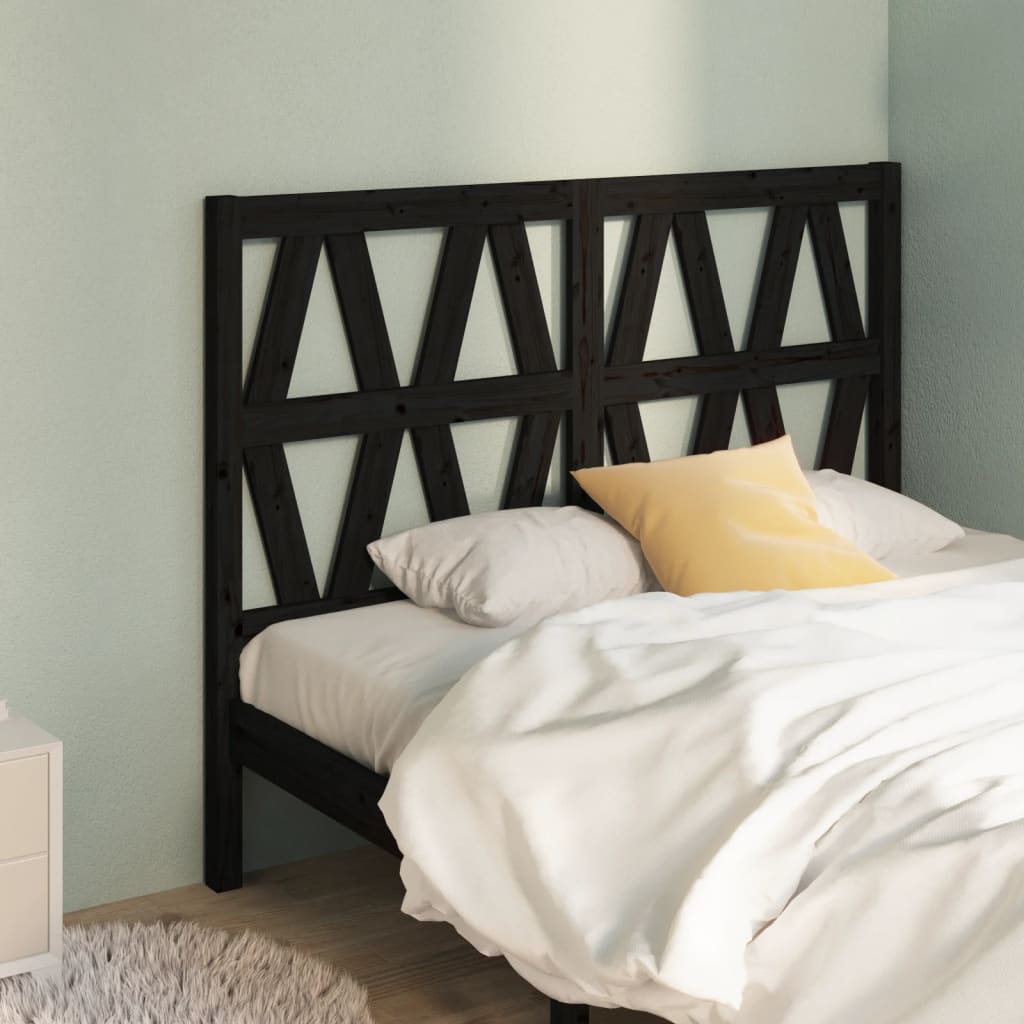 Bed Headboard Black 156x4x100 cm Solid Wood Pine